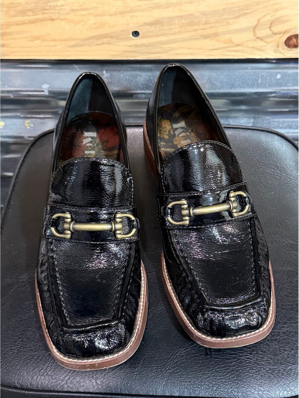 Kork-Ease Korks Florence Bit Loafers Women Size 8M Black Patent Brass Horsebit